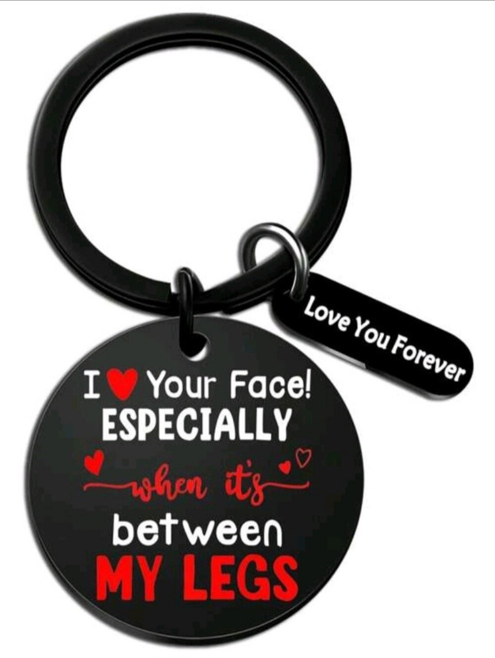 Novelty Black & Red Keychain - 'I ♥ Your Face! Especially...'
